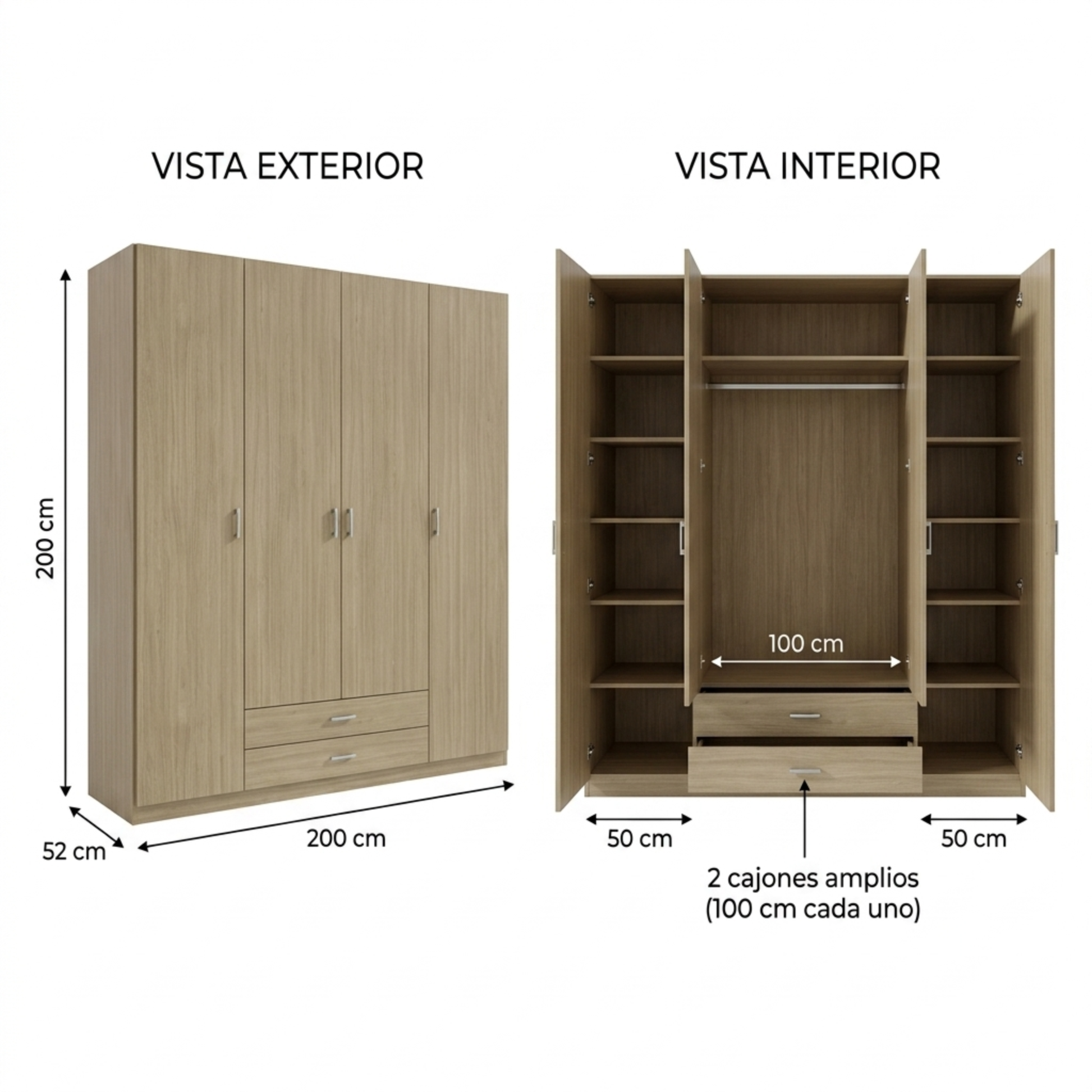 Armario de 4 Puertas detalle
